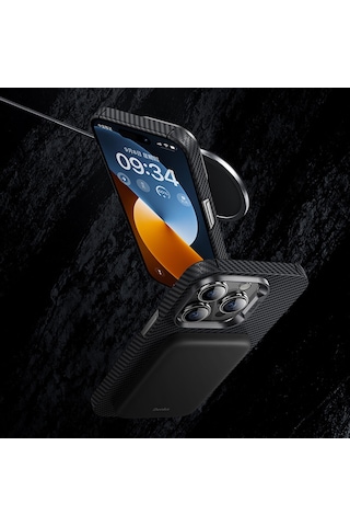 Apple Uyumlu iPhone 14 Pro Max Kılıf Magsafe Özellikli Karbon Fiber Benks 600D Essential Kevlar Kapak