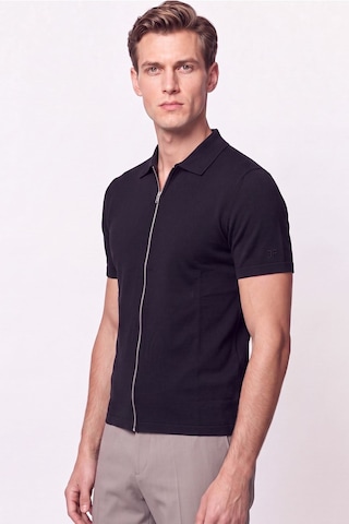 Efor Comfort Fit Rahat Kalıp Polo Yaka Fermuarlı Siyah Tişört Ts 930