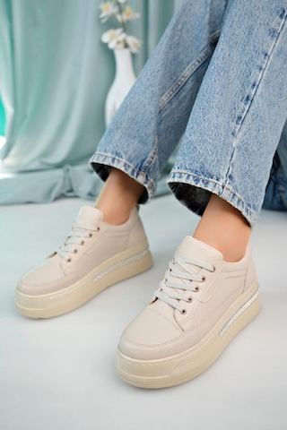 Zima Tabanı Taş Detaylı Kalın Taban Bağcıklı Kadın Sneaker 001