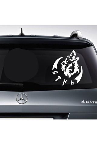 Kurt Ve Göktürkçe Türk Yazısı Gökbörü Sticker - Araba Oto Motosiklet Karavan Pickup Sticker 00758 50x42 Cm