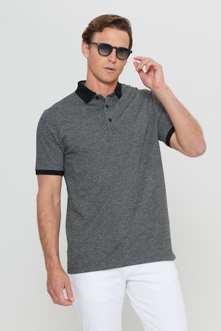 AC&Co / Altınyıldız Classics Erkek Sıyah Pamuklu Comfort Fit Rahat Kesim Polo Yaka Jakarlı Tişört Siyah