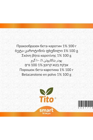 Toz Beta Karoten E160a %1lik 100 G