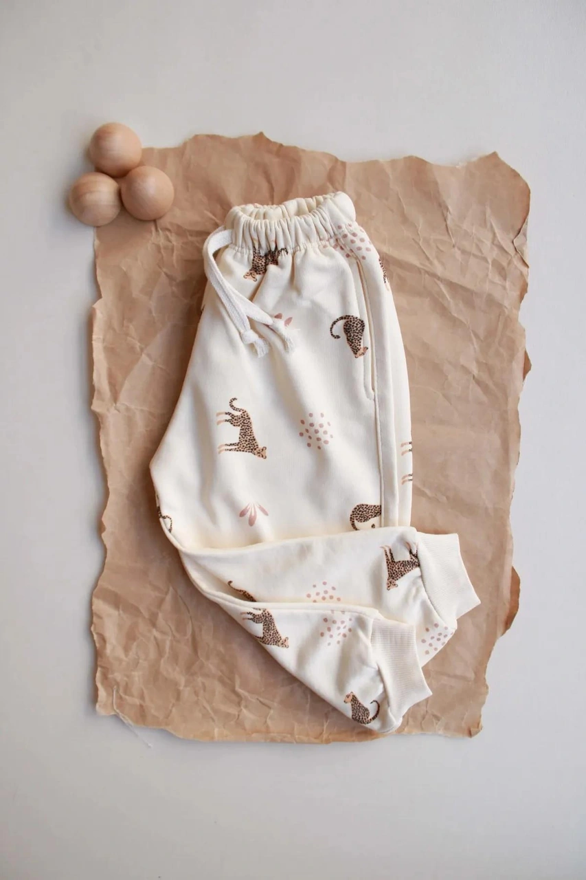 Leopar Baskılı Eşofman Altı Krem