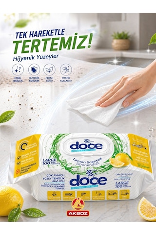 Limon Kokulu Yüzey Temizlik Havlusu 100 Yaprak Pratik Hijyenik Temizlik Mendili Diğer