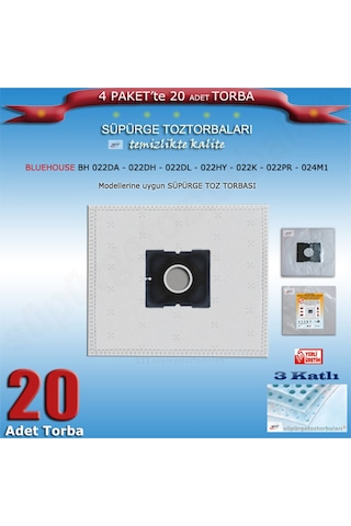 Bluehouse Bh 022da -022dh-022dl-022hy-022k-022pr-024m1 Modellerine Uygun 10 Adet Toz Torbası 200120