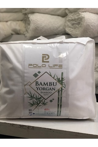 Polo Life Bambu Yorgan Renkli Biyeli Çift Kişilik Beyaz