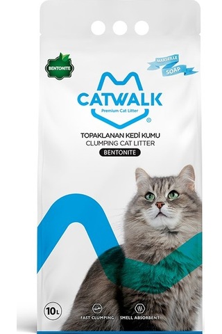 Catwalk Marsilya Sabun Kokulu İnce Taneli Topaklaşan Bentonit Kedi Kumu 10 L