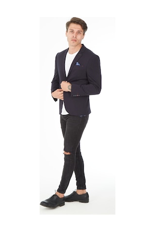 Sposo 5116 Dar Kalıp Örme Kumaş Lacivert Erkek Blazer Ceket Lacivert