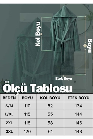 Kapüşonlu Bornoz Doğa Çağla Yeşili S/m Çağla Yeşili