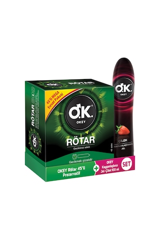 Okey Rötar 45'li Prezervatif&Okey Çilek Kayganlaştırıcı Jel 100ml