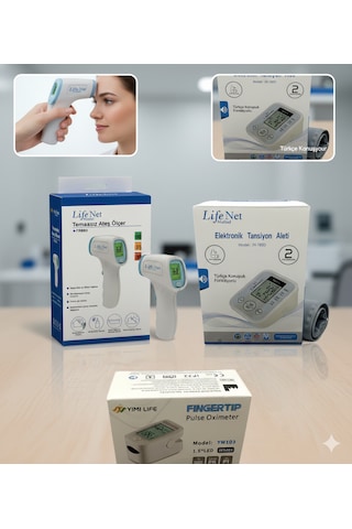 Tansiyon Aleti, Ateş Ölçer, Oximetre 3'lü Set