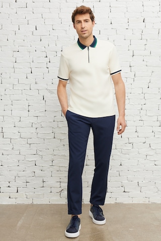 Ac&Co / Altınyıldız Classics Erkek Ekru Lacı Regular Fit Geniş Kesim Polo Yaka Tişört Ekru - Lacivert