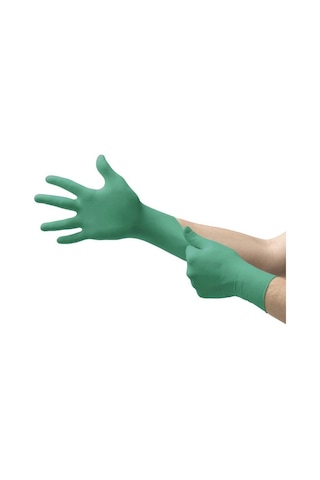 Gıda Uyumlu Yeşil Nitril Pudrasız Kullan At Muayene Eldiveni Ansell 92-600 - 100 Adet - Antistatik 8.5-9 Numara Large
