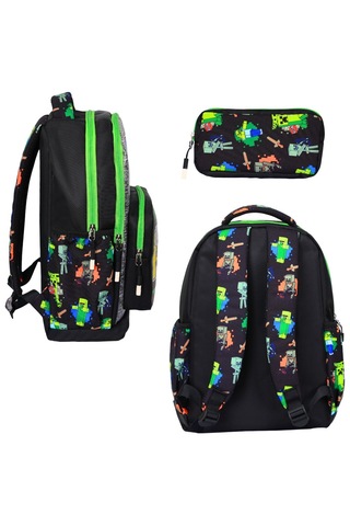 Yeşil Baskılı, 3 Lü İlkokul Erkek Çocuk Beslenmeli Ve Kalemlikli