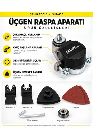 Üçgen Raspa Aparatı Avuç Taşlama İçin Kesme, Kazıma Ve Zımparalama Seti