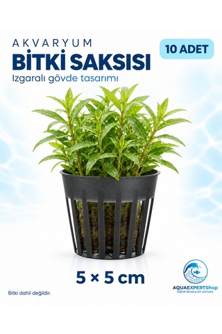 Akvaryum Bitki Saksısı - Akvaryum Bitkileri İçin Plastik Saksı - 10 Adet - 5x5 Cm