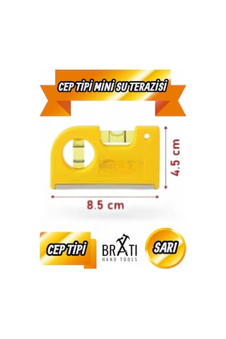 Cep Tipi Su Terazi Mıknatıslı Mini Su Terazisi 85 Mm Sarı