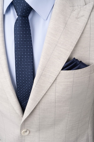 Hatemoğlu Gri Slim Fit Çizgili Sivri Yaka Keten Casual Takım Elbise
