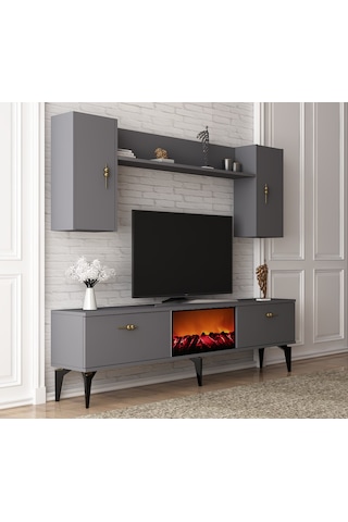 Rüya Şömineli Tv Ünitesi Takımı Antrasit-antrasit