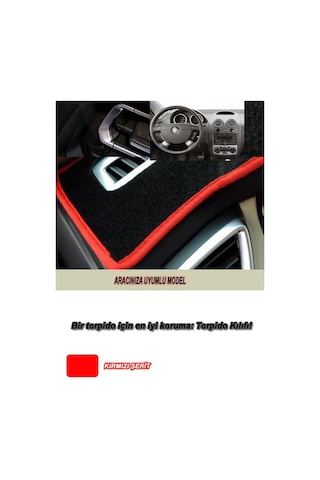 Nıssan Almera N16 2000-2006 Uyumlu 3d Özel Yeni Torpido Koruma Kılıfı - Ön Göğüs Kaplama - Kırmızı Şerit