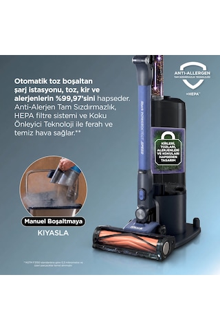 Shark IA3241EUT PowerDetect Speed Clean & Empty Auto Empty Sistemli Pet Başlıklı Şarjlı Dikey Süpürge