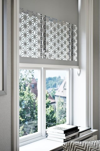 Lazer Kesim Mat Stor Perde, Lazer Kesimli Klasik Serisi, C-181005 Gri Renk Beyaz