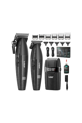 V-640 S3 Profesyonel Kablosuz Saç Ve Sakal Kesme Makinesi 3 İn 1 Tıraş Seti