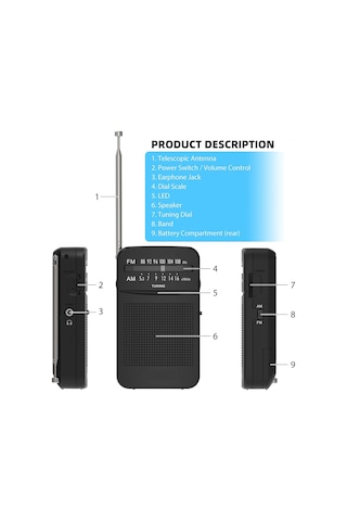 Hobimtek HT-263 Taşınabilir Am/Fm Pilli Radyo