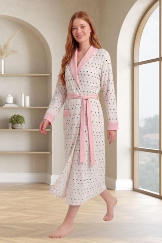 Mecit Pijama Mecit 6357 Pembe Kadın Büyük Beden Uzun Sabahlık