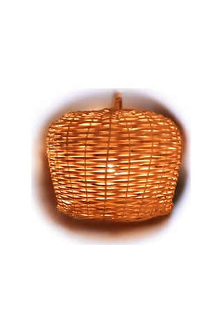 Hasır Yuvarlak Avize El Yapımı 30 Cm Sarı Bej - Sarı