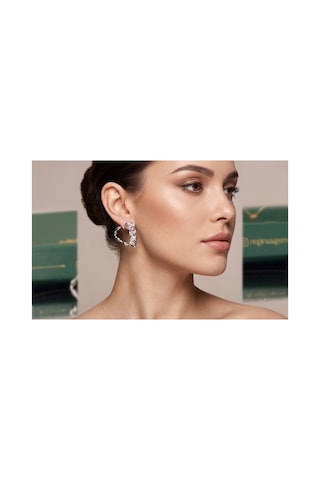 Golden Cascade Crystal Hoop Küpe Gümüş