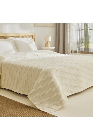 Kaşmir Home Ella Çift Kişilik Yatak Örtüsü Offwhite Beyaz