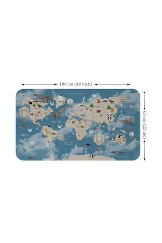 Eğitici Dünya Haritası Dünya Atlası Çocuk Ve Bebek Odası Duvar Sticker -60x105-3827 Çok Renkli