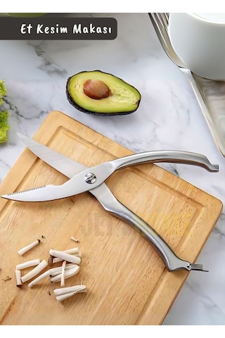 Et Makası Paslanmaz Mutfak Makası Çelik Tavuk Makası Ergonomik Tasarım 20 Cm