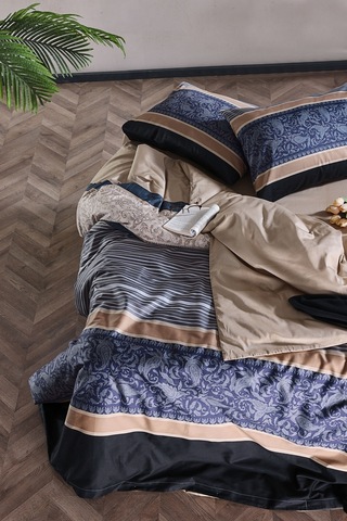 Doqu Home Saten Nevresim Takımı Clair Çift Kişilik - Bej Çok Renkli
