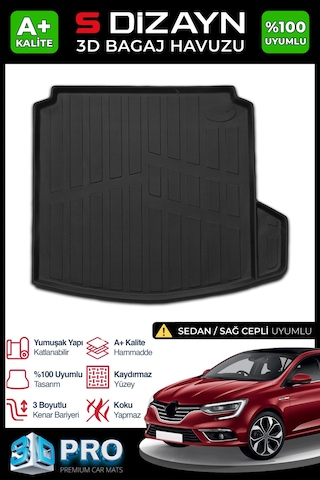 S-dizayn Renault Megane 4 3d Pro Bagaj Havuzu Sağ Kulaklı 2016 Üzeri A+ Kalite