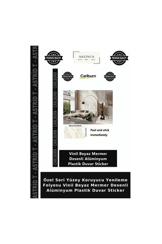 Özel Seri Yüzey Koruyucu Yenileme Folyosu Vinil Beyaz Mermer Desenli Alüminyum Plastik Duvar Sticker