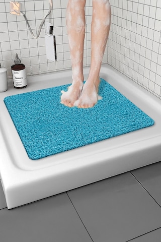 Kare Banyo Paspası Kaymaz Yumuşak Esnek Paspas Islak Zemin Hijyenik Paspas 50x50 Cm Mavi