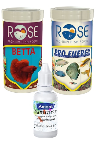 Rose Betta Granulat 100ml, Pro Energy 100ml Balık Yemi, Vitamin Set