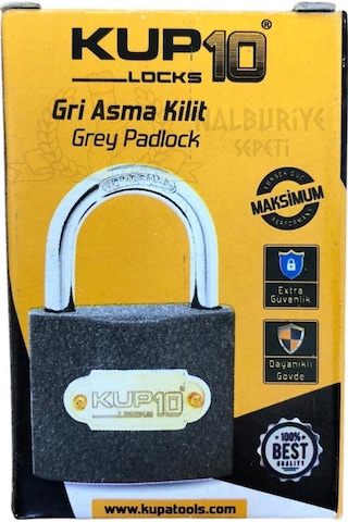 Kupa Asma Kilit Gri 32 Mm. - 3 Anahtarlı
