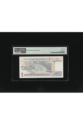 Bir Yeni Türk Lirası 1 Ytl P216 2005 Pmg 67 Epq Superb Gem Unc S/n A29619828 / 8.ems 1. Tertip