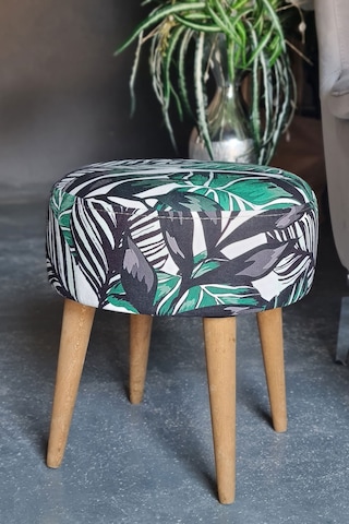 Retro Puf Yaprak Desenli Yaprak Desenli