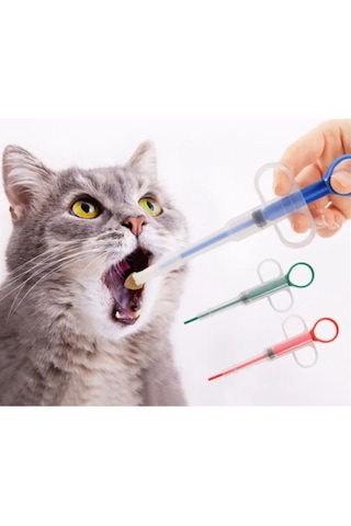 Kedi Köpek Hap Yutturma Enjektörü Yumuşak Hap Yutturma Aparatı Silikon Yedek Uçlu