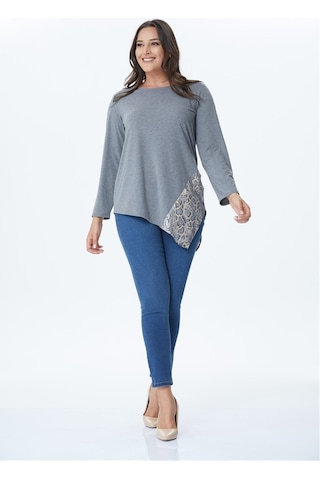 Yırtmaç Detaylı Örme Tunik-gri Gri