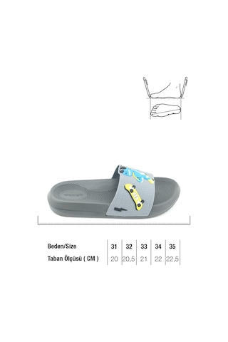Gezer Erkek Çocuk Yazlık Pu Ev Banyo Bahçe Plaj Havuz Günlük Terlik Gri