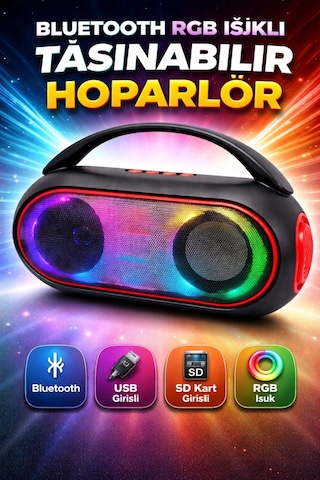 Platoon Pl-4693 Bluetooth Rgb Işıklı Speaker Bt / Usb / Sd Kart Girişli Taşınabilir Hoparlör
