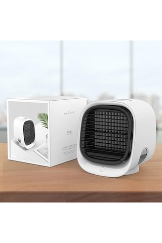 Hava Soğutucu Fan Mini Masaüstü Klima Gece Işık İle Mini Usb Su Soğutma Fanı Nemlendirici Arıtma Çok Işlevli Yaz Hayranları Xhw3mz Beyaz