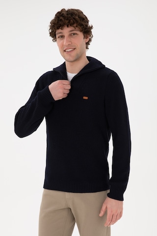 U.S. Polo Assn. Erkek Regular Fit Yarım Fermuarlı Lacivert Kazak 50297047-VR033