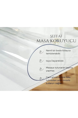 Masa Üstü Koruyucu 1,4 Mm Kalınlık Farklı Ölçülerde Şeffaf