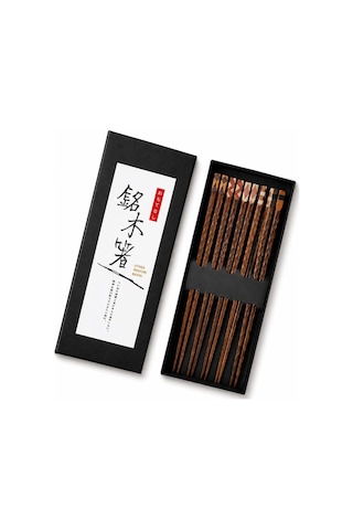 Valkyrie 5 Çift Ahşap Japon Yemek Çubuğu Seti Kutulu 22,4 Cm El Yapımı Sushi Chopstick